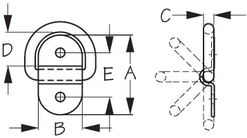 Sea-Dog Folding D Ring 1-1/8" Stainless Steel - 090125-1