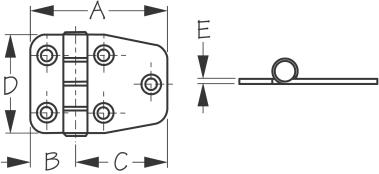 Sea-Dog Stainless Steel Short Side Door Hinge - Stamped #8 Screws