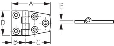 Sea-Dog Door Hinge, Stainless Steel 1-1/2" X 2-7/8"