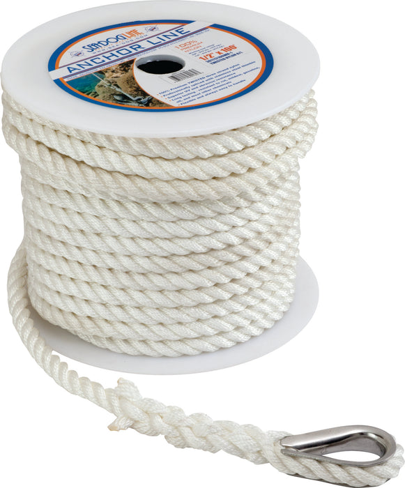 Sea-Dog Nylon Anchor Line 3/8"X60' White (301110060Wh-1)