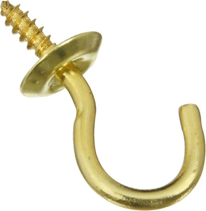 S & J 480031 Brass Cup Hooks - 3/4" 7 Per Package