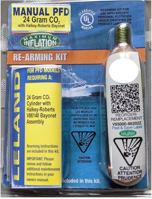 Leland V85000-87202Z - Kit de rearme de chaleco salvavidas Código de color Auto 45G Co2 Rosca de 1/2"