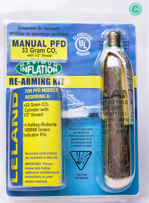 Leland 840AMU-85202Z - Kit de rearme de chaleco salvavidas Código de color C Manual 33G Co2 Rosca de 1/2"