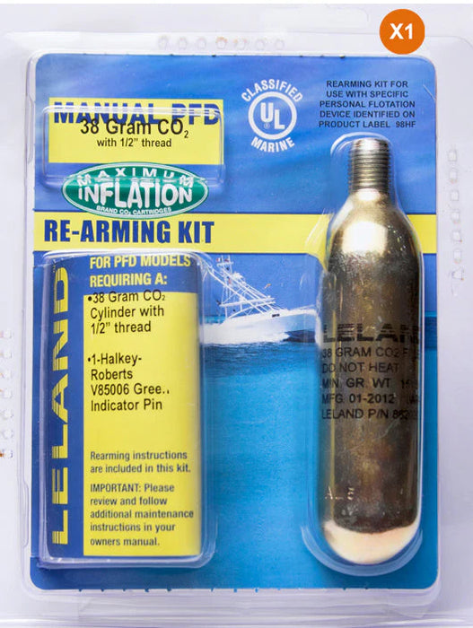 Leland 840AMU-84201 - Kit de rearme de chaleco salvavidas Código de color W Manual 20G Co2 Rosca de 1/2"