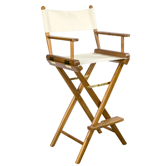 Whitecap 60048 Captain's Chair with Natural Seat Covers - Teak