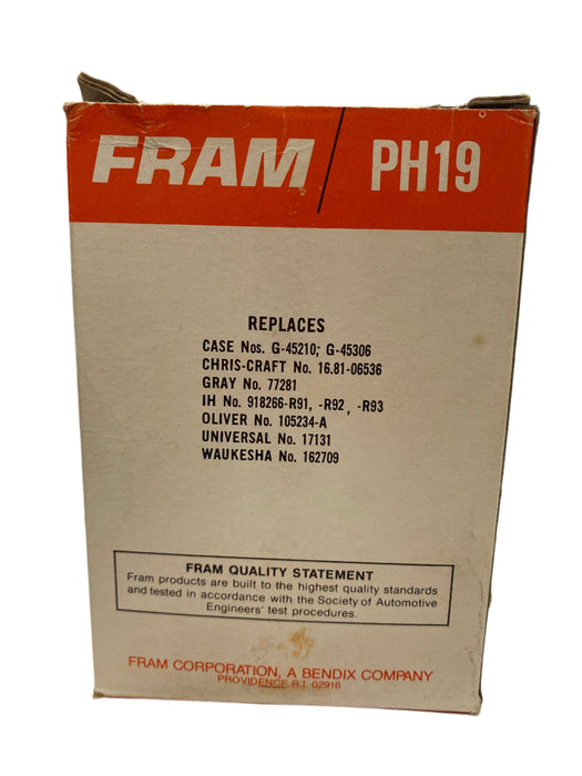 Fram Oil Filter Model # PH19