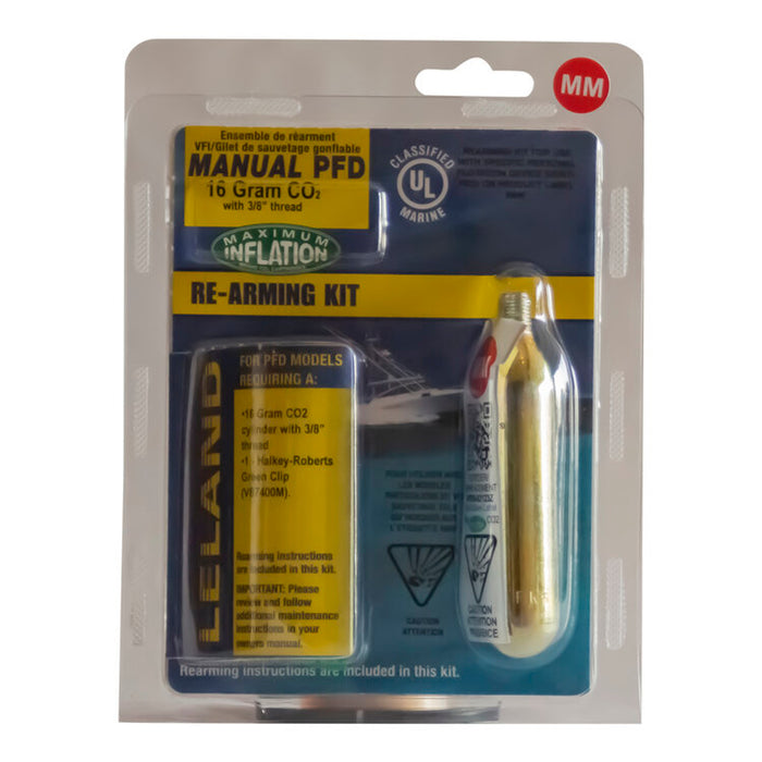 Leland V87000-82123Z - Kit de rearme de chaleco salvavidas Código de color S/O Manual 16G Co2 Rosca de 3/8"