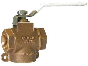 Groco 1-1/2" NPT Bronze 3-Way Valve