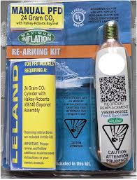 Leland V85000-87201Z - Kit de rearme de chaleco salvavidas Código de color X2 Auto 60G Co2 Rosca de 1/2"